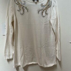 Bob Mackie Cream Blouse with Silver Embellishments